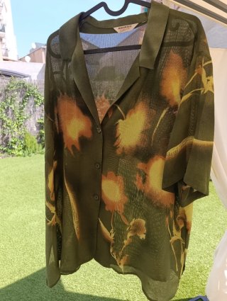 Camisa Vintage Verde Estampada