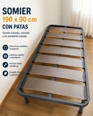 Somier 190x90cm con patas