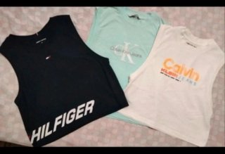 Lote 3 Camisetas sin mangas Mujer CK y Tommy