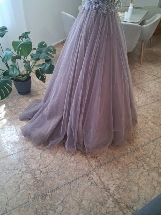 Vestido de fiesta morado y plateado TallaS TengoX
