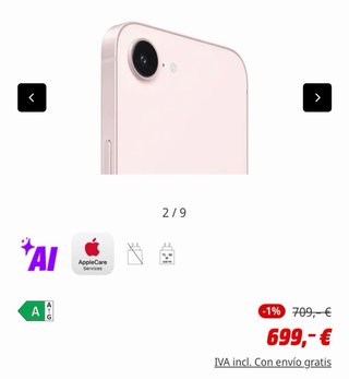 iPhone 17e Rosa 256GB + Cargador