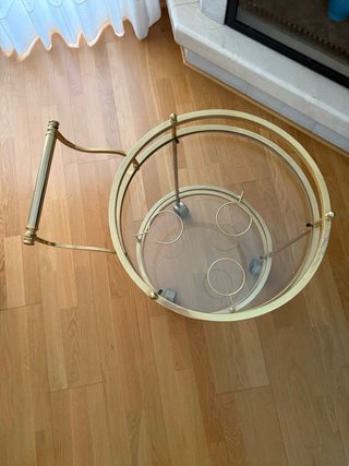 Mesa/Carrito auxiliar botellero cristal y metal