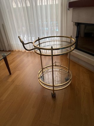 Mesa/Carrito auxiliar botellero cristal y metal