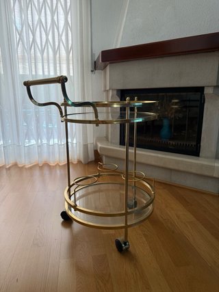 Mesa/Carrito auxiliar botellero cristal y metal