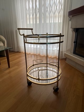 Mesa/Carrito auxiliar botellero cristal y metal