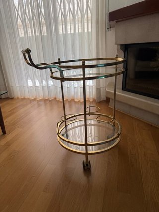 Mesa/Carrito auxiliar botellero cristal y metal