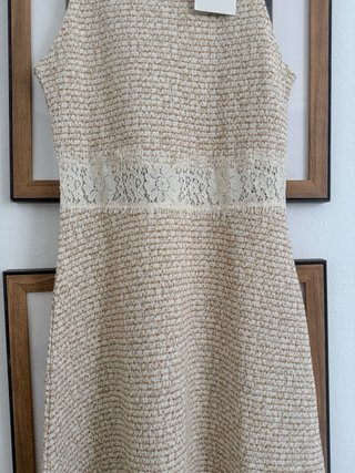 Vestido Zara Beige y Dorado