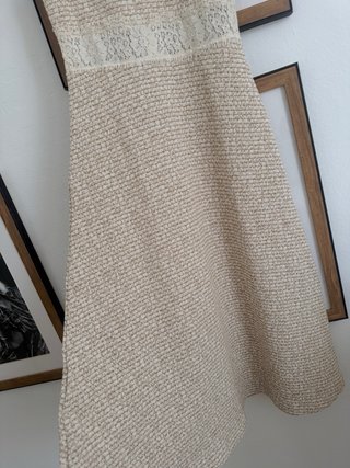 Vestido Zara Beige y Dorado