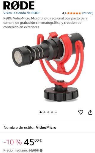 Micrófono Rode VideoMicro Negro/Rojo
