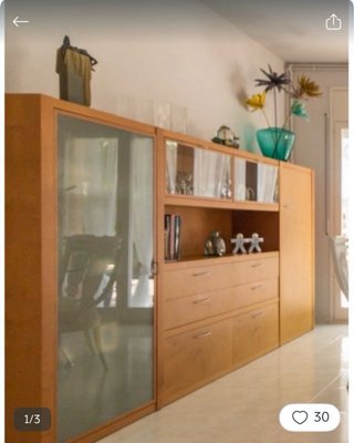 Mueble de salón madera y cristal