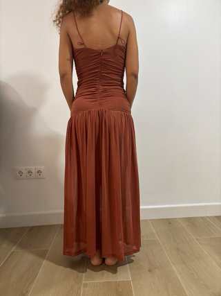 Vestido largo marrón cazuela talla S