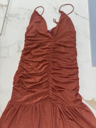 Vestido largo marrón cazuela talla S