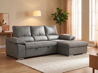 Sofá Cama Chaise Longue Gris