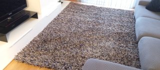 Alfombra salón poliéster gris y negro