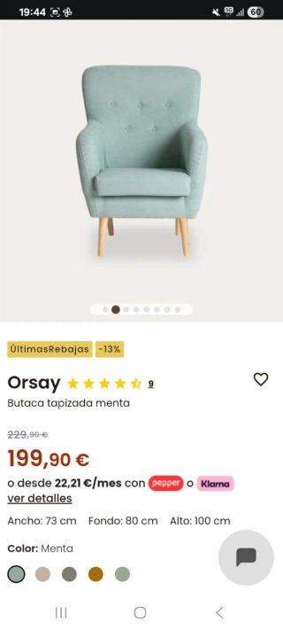 Butaca moderna verde menta