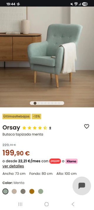 Butaca moderna verde menta