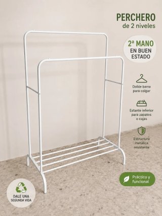 Perchero Blanco 2 Niveles Metal