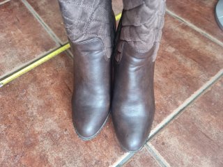 Botas altas marrones cuero/piel