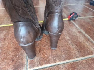 Botas altas marrones cuero/piel