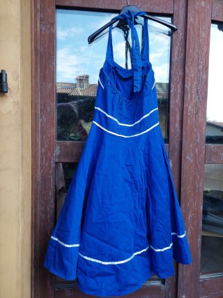 Abito blu sailor rockabilly pin up y2k anni 50s