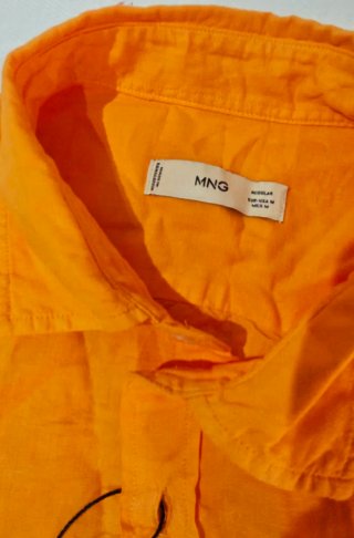 Camisa Mango Lino Algodón Naranja Talla M