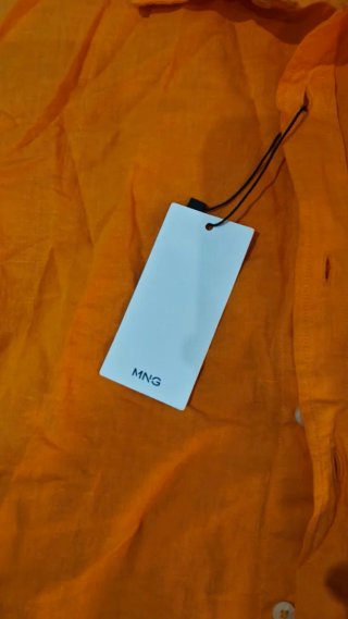 Camisa Mango Lino Algodón Naranja Talla M