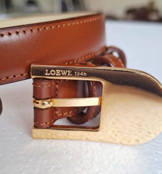 Cinturón Loewe Hebilla Dorada Cuero Marrón Nuevo