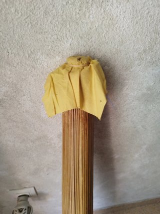 Parasol Vintage Bambú y Tela Amarilla
