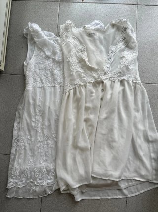 Lote 2 vestidos ibicencos encaje blanco