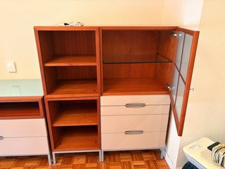Mueble de salón modular madera y cristal