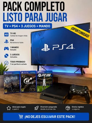 Pack PS4 Completo: TV, Mando y 3 Juegos