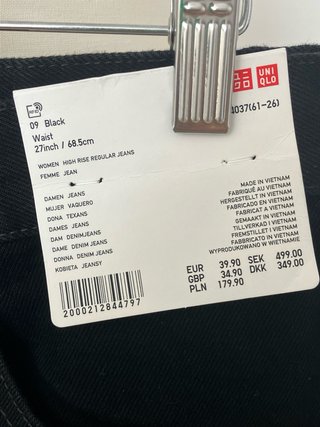 Pantalón Vaquero Uniqlo Negro Recto M