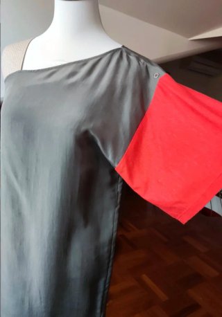 Vestito donna seta Pennyblack grigio/rosso tagliaS