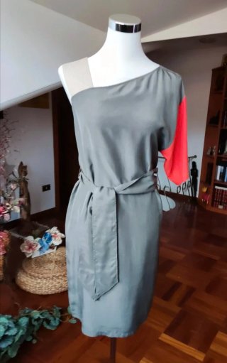 Vestito donna seta Pennyblack grigio/rosso tagliaS