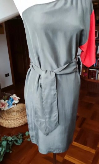 Vestito donna seta Pennyblack grigio/rosso tagliaS