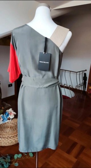 Vestito donna seta Pennyblack grigio/rosso tagliaS