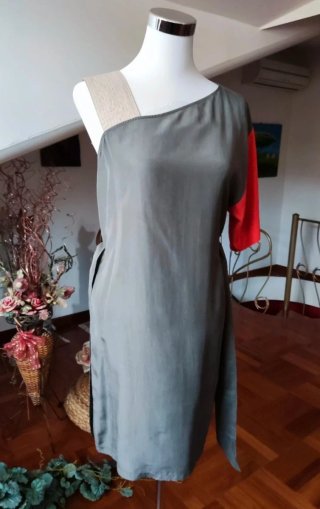 Vestito donna seta Pennyblack grigio/rosso tagliaS