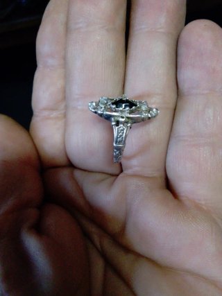 Anillo Plata Azabache y Circonitas