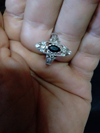 Anillo Plata Azabache y Circonitas