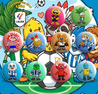 PACK CHAPAS MASCOTAS LIGA FÚTBOL ESPAÑOLA