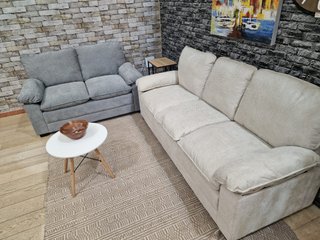 Divano 3 posti + 2 posti beige/grigio