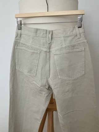 Pantalón Vaquero Uniqlo Recto Tiro Medio Beige Tal