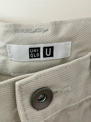 Pantalón Vaquero Uniqlo Recto Tiro Medio Beige Tal