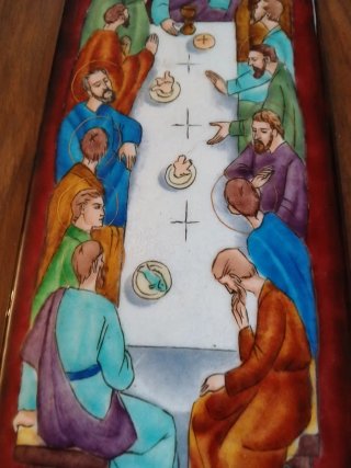 Cuadro La Última Cena esmalte y madera