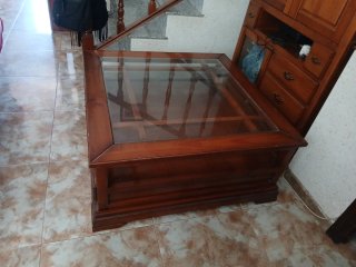 Mesa de centro cuadrada madera y cristal