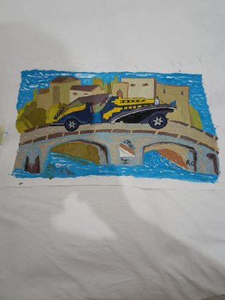 Pintura Coche Descapotable Antiguo