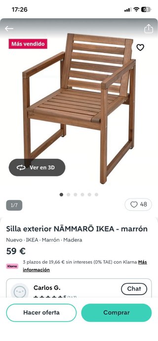 Silla de jardín de madera Ikea