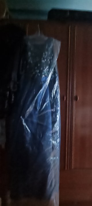 Vestido de fiesta azul y multicolor