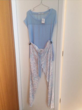 Pijama mujer floral azul y rosa