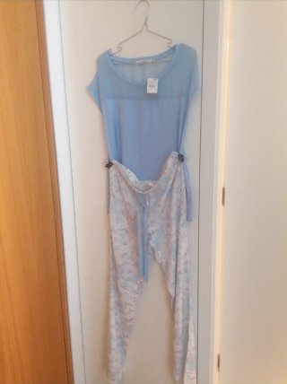 Pijama mujer floral azul y rosa
